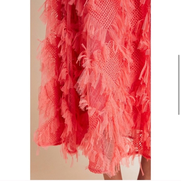 NWT Anthropologie Cynthia Fringe Coral Skirt - Picture 3 of 3